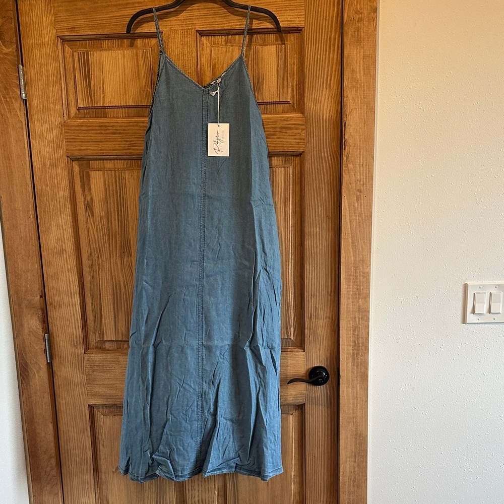 Blue Denim Maxi Dress with pockets!!!